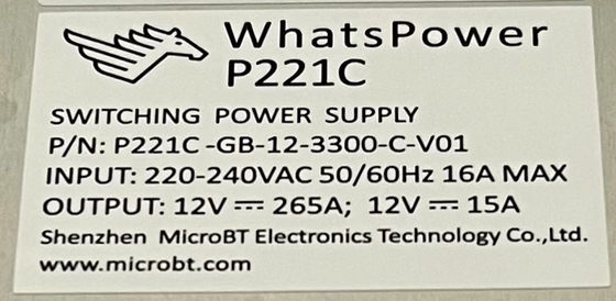 Whatspower P221C Voeding PSU voor Whatsminer M30s M31s M32