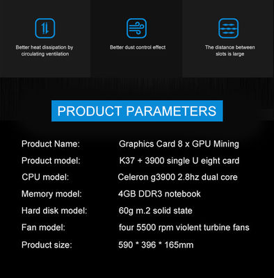 Ethereum8pcs GPU Mijnbouw Rig Machine met het Notitieboekje van 4GB DDR3